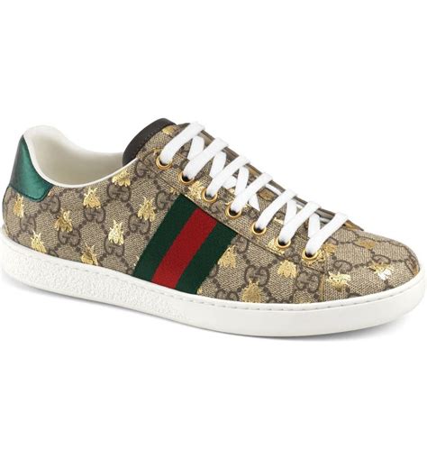 gucci sneakers gold bee|Gucci bee sneakers men's.